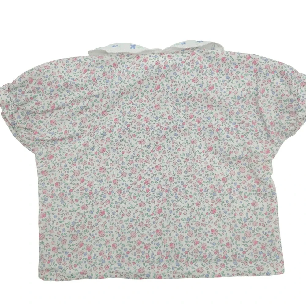 Vintage Floral Embroidered Peter Pan Collar Top OshKosh Blouse Kids 12M
